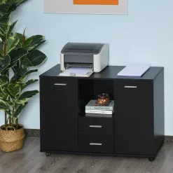 Vinsetto Multifunction Office Filing Cabinet Printer Stand With 2 Drawers 2 Shelves And Smooth Counter Surface Black -The Novogratz Shop 6030833 ALT2