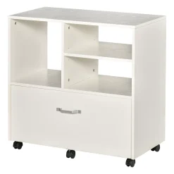 Vinsetto 29" Filing Cabinet With Wheels Paperwork And Folder Storage Organizer W/ Large Drawer White -The Novogratz Shop 6030858 ALT