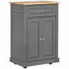 HOMCOM Rolling Kitchen Island Cart Portable Serving Trolley Table With Drawer Adjustable Shelf And 2 Towel Racks Black 1 HOMCOM Rolling Kitchen Island Cart Portable Serving Trolley Table With Drawer Adjustable Shelf And 2 Towel Racks Black -The Novogratz Shop 6030890 Grey