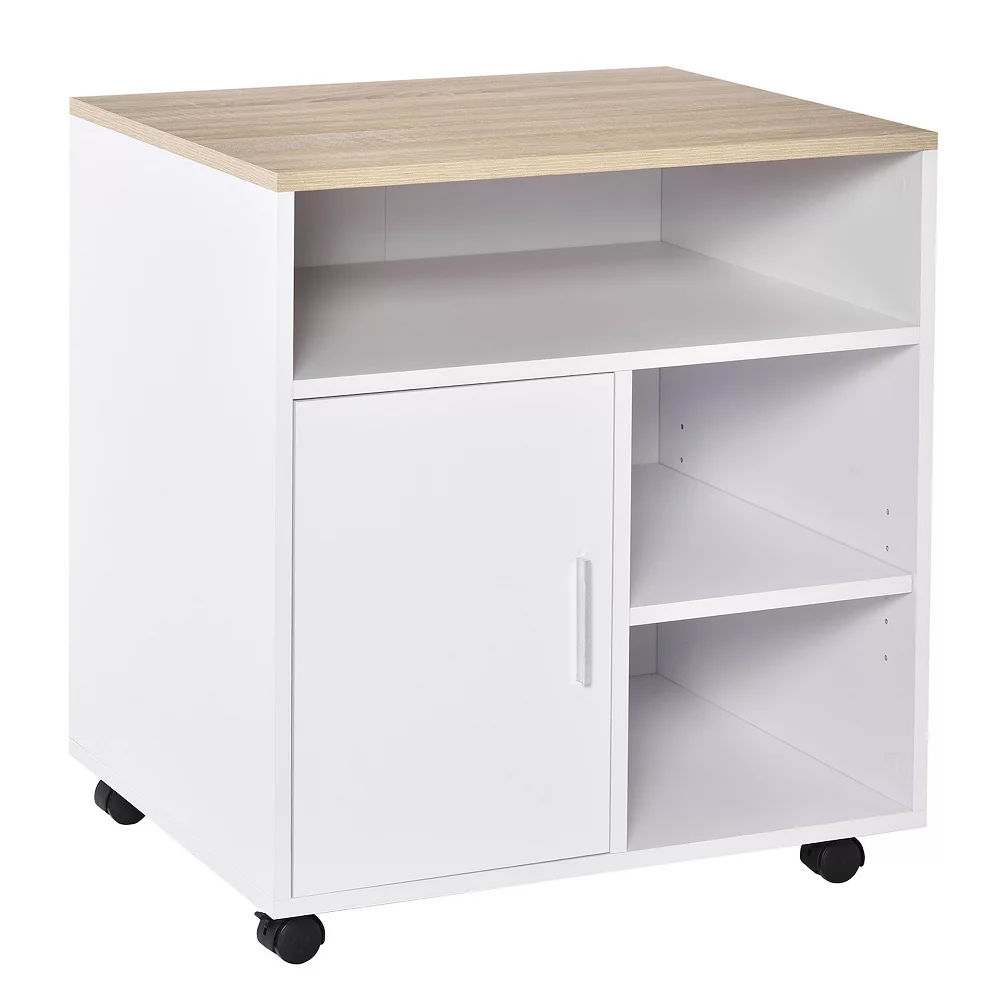 HOMCOM Printer Stand Multipurpose Moveable Filing Cabinet With Ample Inner Storage Space And 4 Easy Rolling Wheels White 4 HOMCOM Printer Stand Multipurpose Moveable Filing Cabinet With Ample Inner Storage Space And 4 Easy Rolling Wheels White - Image 2