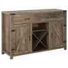 HOMCOM Wooden Farmhouse Sideboard Storage Buffet Cabinet With 2 Large Drawers X Shaped Wine Rack And Cabinets Grey -The Novogratz Shop 6030929