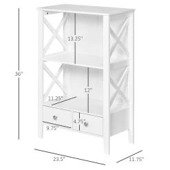 Kleankin X Frame Freestanding Floor Bathroom Storage With Two Drawers Storage Organizer Cabinet With 3 Shelves Grey 6 Kleankin X Frame Freestanding Floor Bathroom Storage With Two Drawers Storage Organizer Cabinet With 3 Shelves Grey -The Novogratz Shop 6030958 ALT