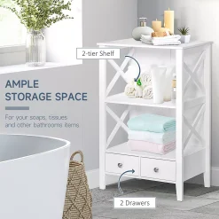 Kleankin X Frame Freestanding Floor Bathroom Storage With Two Drawers Storage Organizer Cabinet With 3 Shelves Grey 7 Kleankin X Frame Freestanding Floor Bathroom Storage With Two Drawers Storage Organizer Cabinet With 3 Shelves Grey -The Novogratz Shop 6030958 ALT2