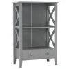 Kleankin X Frame Freestanding Floor Bathroom Storage With Two Drawers Storage Organizer Cabinet With 3 Shelves Grey -The Novogratz Shop 6030958 Grey