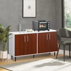 HOMCOM Modern Sideboard Buffet Kitchen Storage Cabinet Console Table With Adjustable Shelves Anti Topple Design And Large Countertop Natural 6 HOMCOM Modern Sideboard Buffet Kitchen Storage Cabinet Console Table With Adjustable Shelves Anti Topple Design And Large Countertop Natural -The Novogratz Shop 6030979 ALT