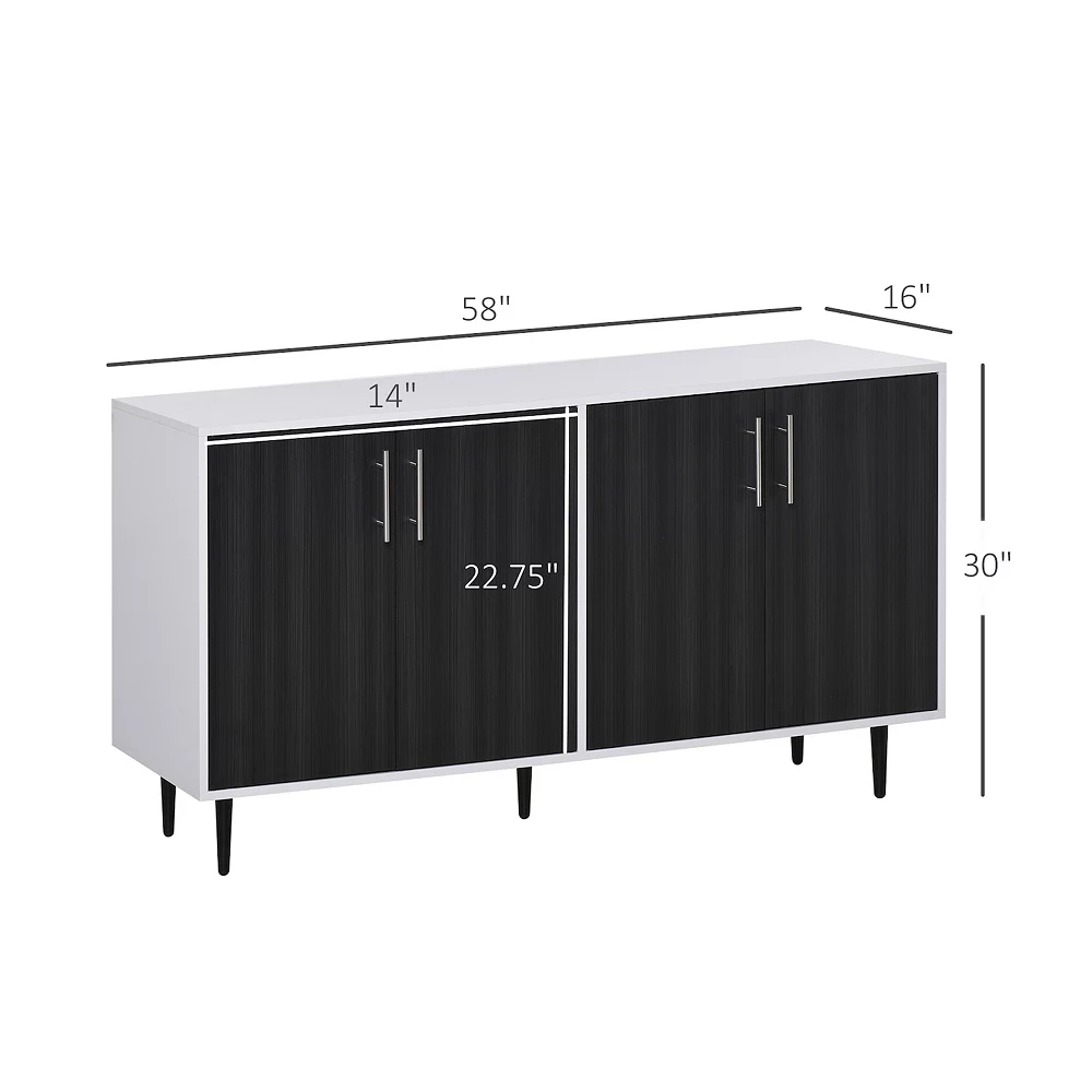 HOMCOM Modern Sideboard Buffet Kitchen Storage Cabinet Console Table With Adjustable Shelves Anti Topple Design And Large Countertop Natural 5 HOMCOM Modern Sideboard Buffet Kitchen Storage Cabinet Console Table With Adjustable Shelves Anti Topple Design And Large Countertop Natural - Image 3