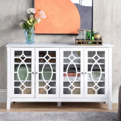 HOMCOM Wood Accent Sideboard Buffet Serving Cabinet With 4 Framed Glass Doors Adjustable Shelves For Living Room Espresso 6 HOMCOM Wood Accent Sideboard Buffet Serving Cabinet With 4 Framed Glass Doors Adjustable Shelves For Living Room Espresso -The Novogratz Shop 6030986 ALT