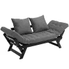 HOMCOM Single Person 3 Position Convertible Chaise Lounger Sofa Bed With 2 Large Pillows And Oak Frame Dark Grey 1 HOMCOM Single Person 3 Position Convertible Chaise Lounger Sofa Bed With 2 Large Pillows And Oak Frame Dark Grey -The Novogratz Shop 6030996 Charcoal Grey