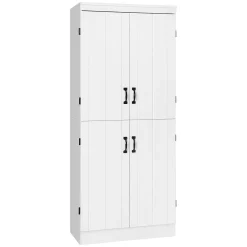 HOMCOM 70" 4 Door Kitchen Pantry Freestanding Storage Cabinet 6 Tier Cupboard With Adjustable Shelves For Living Room Grey -The Novogratz Shop 6031012 ALT