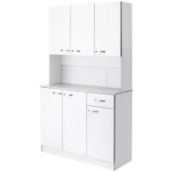 HOMCOM 71" Freestanding Kitchen Buffet Hutch Cupboard With 6 Doors 3 Adjustable Shelves And 1 Drawer White -The Novogratz Shop 6031015 ALT