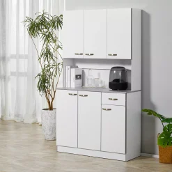 HOMCOM 71" Freestanding Kitchen Buffet Hutch Cupboard With 6 Doors 3 Adjustable Shelves And 1 Drawer White -The Novogratz Shop 6031015 ALT2