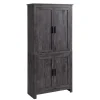 HOMCOM 64" 4 Door Kitchen Pantry Freestanding Storage Cabinet With 3 Adjustable Shelves For Kitchen Dining Or Living Room Grey -The Novogratz Shop 6031032 Grey