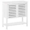 HOMCOM Buffet Sideboard Storage Cabinet With Slat Double Doors Enclosed Adjustable Shelf And Open Bottom Shelf White 1 HOMCOM Buffet Sideboard Storage Cabinet With Slat Double Doors Enclosed Adjustable Shelf And Open Bottom Shelf White -The Novogratz Shop 6031046