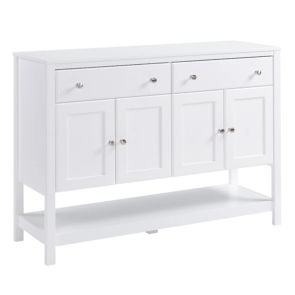 HOMCOM 47" Modern Sideboard Serving Buffet Accent Cabinet Cupboard With Adjustable Shelves And Drawers For Living Room White 3 HOMCOM 47" Modern Sideboard Serving Buffet Accent Cabinet Cupboard With Adjustable Shelves And Drawers For Living Room White