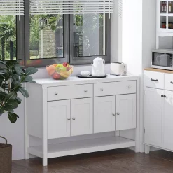 HOMCOM 47" Modern Sideboard Serving Buffet Accent Cabinet Cupboard With Adjustable Shelves And Drawers For Living Room White 6 HOMCOM 47" Modern Sideboard Serving Buffet Accent Cabinet Cupboard With Adjustable Shelves And Drawers For Living Room White -The Novogratz Shop 6031058 ALT