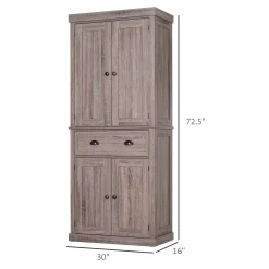 HOMCOM 72" Traditional Freestanding Kitchen Pantry Cupboard With 2 Cabinet Drawer And Adjustable Shelves Black -The Novogratz Shop 6031061 ALT