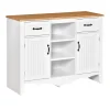 HOMCOM 42" Accent Sideboard Cabinet Serving Buffet With Drawers And Adjustable Shelves For Living Room Or Kitchen White -The Novogratz Shop 6031066