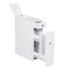 HOMCOM Bathroom Floor Organizer Free Standing Space Saving Narrow Storage Cabinet Bath Toilet Paper Holder With Drawers White -The Novogratz Shop 6031085