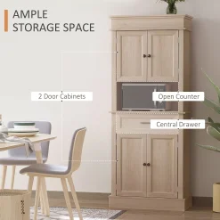 HOMCOM Traditional Freestanding Buffet With Hutch Kitchen Pantry Cabinet Cupboard With Doors And Drawer Adjustable ShelvingWhite -The Novogratz Shop 6031125 ALT2