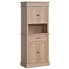 HOMCOM Traditional Freestanding Buffet With Hutch Kitchen Pantry Cabinet Cupboard With Doors And Drawer Adjustable ShelvingWhite 2 HOMCOM Traditional Freestanding Buffet With Hutch Kitchen Pantry Cabinet Cupboard With Doors And Drawer Adjustable ShelvingWhite -The Novogratz Shop 6031125 Natural