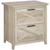 HOMCOM Retro Wooden 2 Drawer Lateral File Chest Cabinet Pedestal For Document Storage With Hanging Bar For Letter/Legal Size White Oak 1 HOMCOM Retro Wooden 2 Drawer Lateral File Chest Cabinet Pedestal For Document Storage With Hanging Bar For Letter/Legal Size White Oak -The Novogratz Shop 6031153