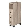 Kleankin Freestanding Compact Design Bathroom Cabinet With 2 Open Cabinets 1 Door Cabinet 1 Drawer And 4 Rolling Wheels Oak Grain Color -The Novogratz Shop 6031154