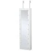 HOMCOM Jewelry Armoire With Mirror And 18 LED Lights Wall Mounted/Over The Door Cabinet With 3 Mountable Heights White -The Novogratz Shop 6031166 White