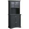 HOMCOM 71" Traditional Freestanding Kitchen Buffet With Hutch Pantry Cabinet With 4 Doors 3 Level Adjustable Shelves And 1 Drawer Black -The Novogratz Shop 6031170 Black