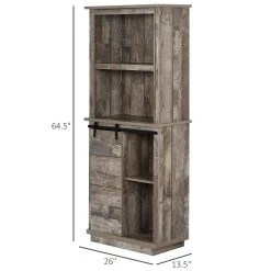 HOMCOM Freestanding Rustic Kitchen Buffet With Hutch Pantry Storage Cabinet With Sliding Barn Door Adjustable Shelf Vintage Wood -The Novogratz Shop 6031194 ALT2