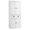 HOMCOM 72" Traditional Freestanding Kitchen Pantry Cabinet Cupboard With Doors And 3 Adjustable Shelves White -The Novogratz Shop 6031212 White