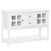 HOMCOM Kitchen Sideboard Serving Buffet Cabinet Cupboard Console Table With Adjustable Shelves Glass Doors And 2 Drawers For Living Room White -The Novogratz Shop 6031240 White