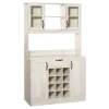 HOMCOM Kitchen Buffet With Hutch Cupboard With Utility Drawer 4 Door Cabinets And Optional 12 Bottle Wine Storage White -The Novogratz Shop 6031252