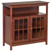 HOMCOM Kitchen Sideboard Storage Buffet Cabinet With Open Shelf Glass Door Cabinet And Adjustable Shelf Cherry 2 HOMCOM Kitchen Sideboard Storage Buffet Cabinet With Open Shelf Glass Door Cabinet And Adjustable Shelf Cherry -The Novogratz Shop 6031267 Wine Red