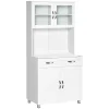 HOMCOM 67" Buffet With Hutch Modern Kitchen Pantry Freestanding Storage Cabinet With Framed Glass Doors Shelves And Drawers White -The Novogratz Shop 6031275