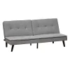 HOMCOM Convertible Lounge Futon Sofa Bed/3 Seater Tufted Fabric Upholstered Sleeper With Adjustable Backrest Grey -The Novogratz Shop 6031357