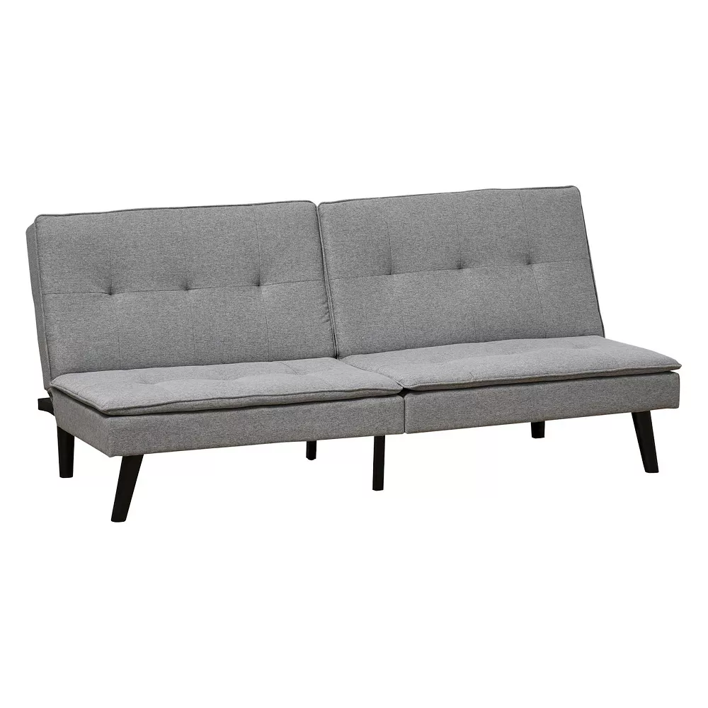 HOMCOM Convertible Lounge Futon Sofa Bed/3 Seater Tufted Fabric Upholstered Sleeper With Adjustable Backrest Grey 3 HOMCOM Convertible Lounge Futon Sofa Bed/3 Seater Tufted Fabric Upholstered Sleeper With Adjustable Backrest Grey