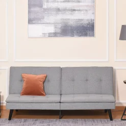 HOMCOM Convertible Lounge Futon Sofa Bed/3 Seater Tufted Fabric Upholstered Sleeper With Adjustable Backrest Grey 7 HOMCOM Convertible Lounge Futon Sofa Bed/3 Seater Tufted Fabric Upholstered Sleeper With Adjustable Backrest Grey -The Novogratz Shop 6031357 ALT2