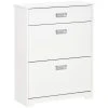 HOMCOM 3 Drawer Shoe Cabinet Modern Storage Rack With 2 Flip Doors Adjustable Shelf Freestanding Organizer For Hallway Holds 16 Pairs Shoe White 2 HOMCOM 3 Drawer Shoe Cabinet Modern Storage Rack With 2 Flip Doors Adjustable Shelf Freestanding Organizer For Hallway Holds 16 Pairs Shoe White -The Novogratz Shop 6031372