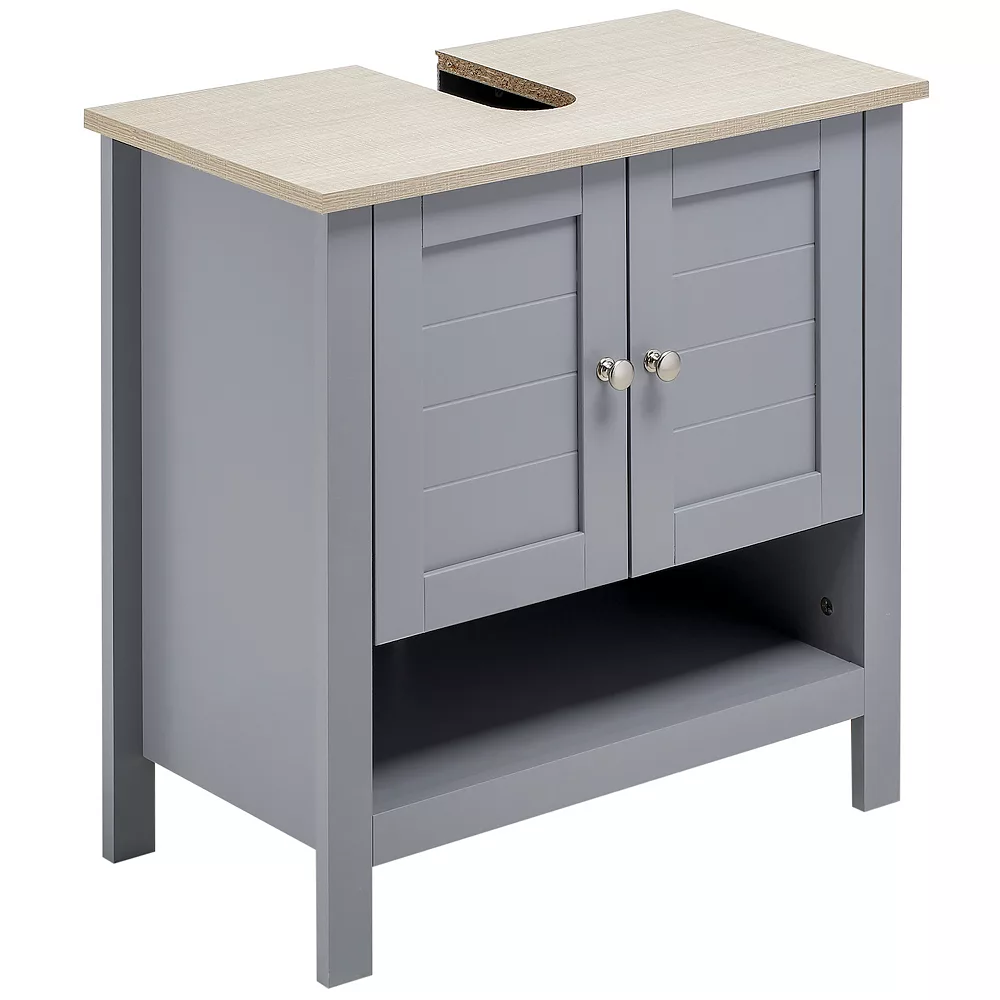 Kleankin 24" Bathroom Under Sink Cabinet With Storage Pedestal Sink Cabinet Adjustable Shelf And Open Bottom Shelf Grey 3 Kleankin 24" Bathroom Under Sink Cabinet With Storage Pedestal Sink Cabinet Adjustable Shelf And Open Bottom Shelf Grey