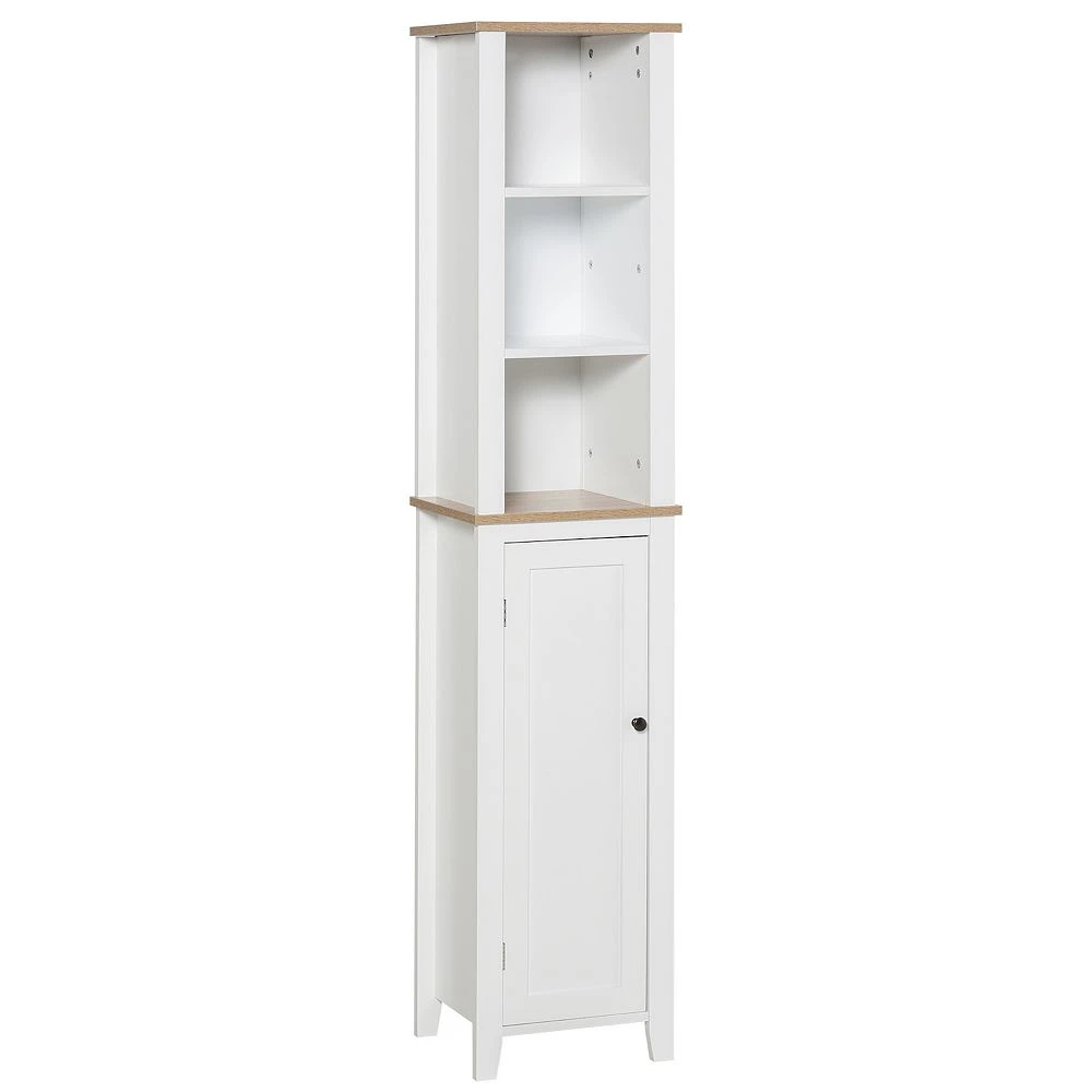Kleankin Bathroom Storage Cabinet With 3 Tier Adjustable Shelf Storage Linen Tower Enclosed Cabinet For Anti Toppling Design White 3 Kleankin Bathroom Storage Cabinet With 3 Tier Adjustable Shelf Storage Linen Tower Enclosed Cabinet For Anti Toppling Design White