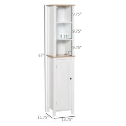 Kleankin Bathroom Storage Cabinet With 3 Tier Adjustable Shelf Storage Linen Tower Enclosed Cabinet For Anti Toppling Design White 6 Kleankin Bathroom Storage Cabinet With 3 Tier Adjustable Shelf Storage Linen Tower Enclosed Cabinet For Anti Toppling Design White -The Novogratz Shop 6031430 ALT