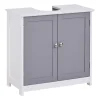 Kleankin Vanity Base Cabinet Under Sink Bathroom Cabinet Storage With U Shape Cut Out And Adjustable Internal Shelf White And Grey -The Novogratz Shop 6031497