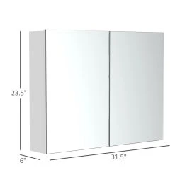 HOMCOM Double Door Wall Mounted Bathroom Mirror Medicine Cabinet With Modern Design Large Storage And Quiet Hinges -The Novogratz Shop 6031498 ALT