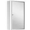 HOMCOM Bathroom Mirrored Cabinet Vertical 16" X 24" Stainless Steel Frame Medicine Cabinet Wall Mounted Storage Organizer With Single Door -The Novogratz Shop 6031582