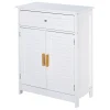 Kleankin Bathroom Storage Cabinet With Double Shutter Door And Drawer Toilet Vanity Cabinet Narrow Organizer White -The Novogratz Shop 6031591