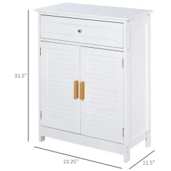 Kleankin Bathroom Storage Cabinet With Double Shutter Door And Drawer Toilet Vanity Cabinet Narrow Organizer White -The Novogratz Shop 6031591 ALT