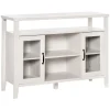HOMCOM Retro Style Storage Sideboard Buffet With 3 Open Compartments 2 Framed Glass Door Cabinets And Anti Topple White -The Novogratz Shop 6031600 White