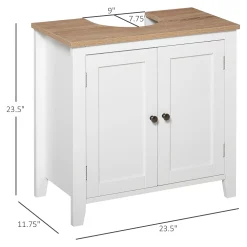 Kleankin Under Sink Bathroom Sink Cabinet Storage Unit With U Shape And Adjustable Internal Shelf White -The Novogratz Shop 6031604 ALT