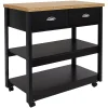 Sunnydaze Decor Sunnydaze Farmhouse Kitchen Cart With Drawers And Shelves - Black - 34.25in -The Novogratz Shop 6109262
