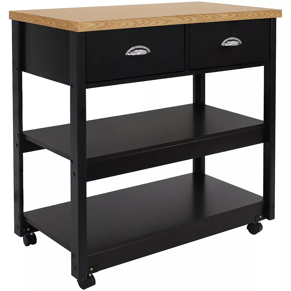Sunnydaze Decor Sunnydaze Farmhouse Kitchen Cart With Drawers And Shelves - Black - 34.25in 3 Sunnydaze Decor Sunnydaze Farmhouse Kitchen Cart With Drawers And Shelves - Black - 34.25in